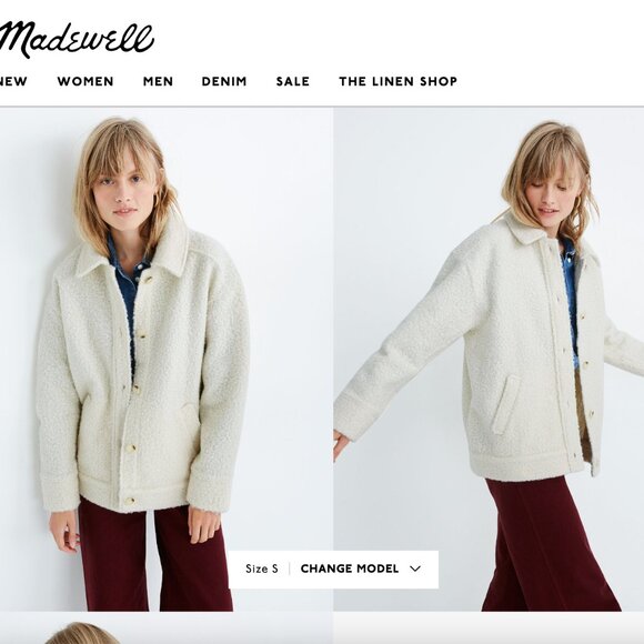 Madewell Cream Bouclé Collared Bomber Jacket Coat - Size M - Picture 1 of 8